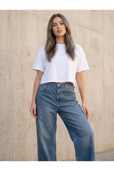 Mom Fit Jean Pantolon Yüksek Bel Düz Paça Günlük Rahat Denim