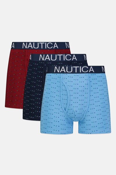 Nautica Men 3 Pcs Allover Print Pull On Boxers, Multicolor