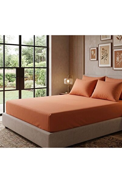 VİLERA HOME 100% Cotton Akfi̇l Fabric Elastic Double & King Size Bed Sheet Set