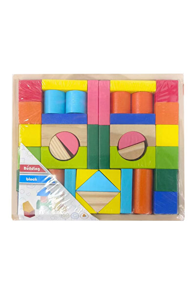 PRC Cuburi colorate din lemn 42 piese 23*3*20cm