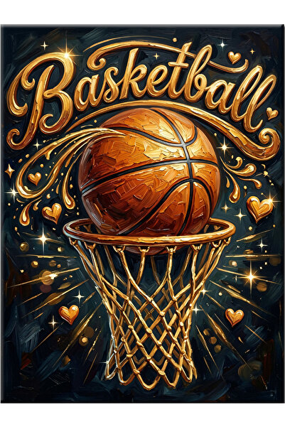 Bedeko Basketbol Yazılı Klasik Pota Amblemi Mdf Ahşap Tablo