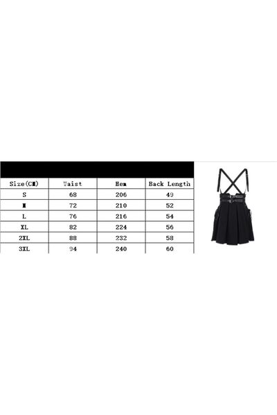 Other Women's Goth Punk Black Pleated Skirt Goth Streetwear High Waist Buckle...