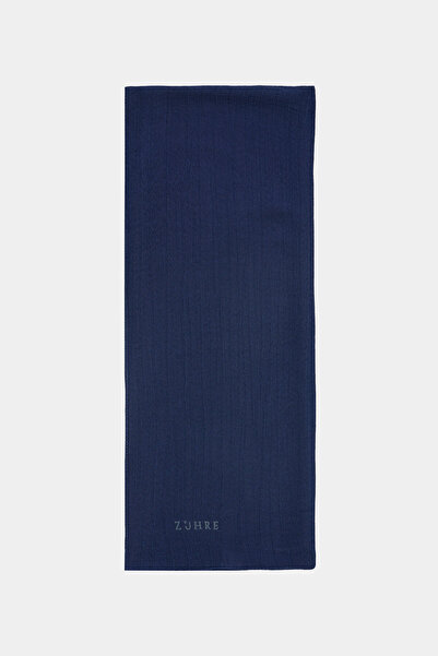 Zühre Plain Textured Navy Blue Shawl 0059