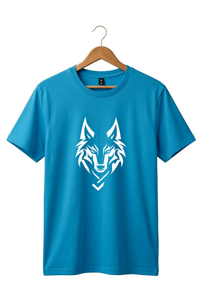 WİDİ Bozkurt Turkish Wolf Printed 100% Cotton Regular Fit Crew Neck Basic T-S...