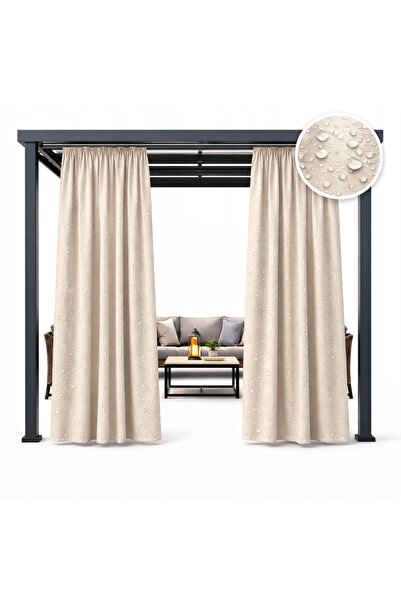 NOW-ART , Ready-made Drapery Curtain , Elegant Design, 200x260 cm, Beige, Rin...