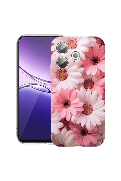 bestcase ¬Æ Husa Clear Silicon pentru OPPO A5 Pro 5G, Pink Daisy, 2042415 T 1144