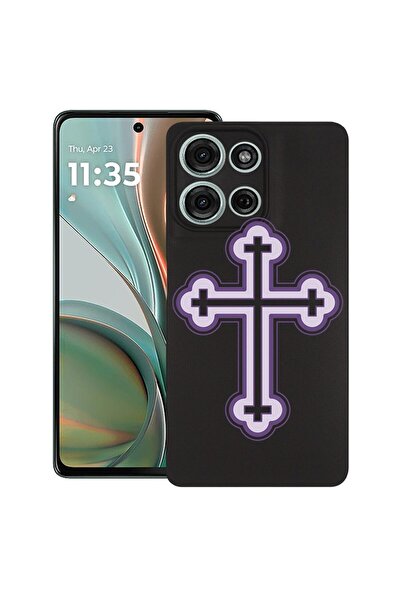 bestcase ¬Æ Husa pentru Motorola Moto G15, Purple Cross, Slim Silicon 0.8MM, ...