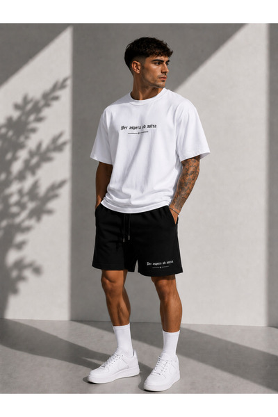 JAWÜ STYLE Per Aspera ad astra Baskılı Yetişkin Şort T-Shirt Takım