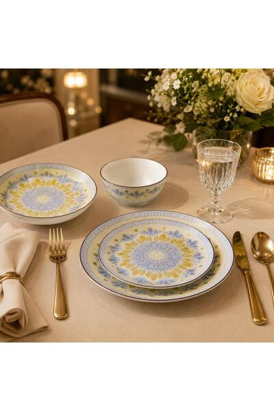 Lavera Luxury Ceramic Dinnerware Set - 16 Piece Elegant European Design
