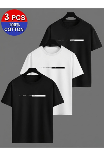 one button 3 Pieces of Men's Motorcycle Printed Premium Oversize T-Shirts