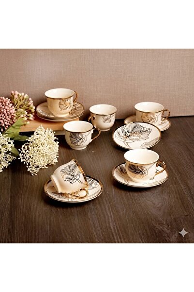 konak alışveriş Glory Porcelain 6-Piece Coffee Cup Set