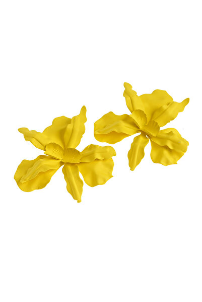 meli melo Cercei galbeni supradimensionati cu design floral