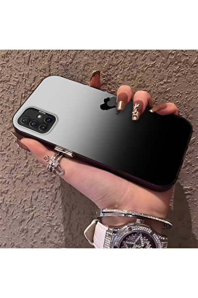 SLIMFELT Samsung Galaxy A51 4G Uyumlu Siyah Gümüş Geçişli Kalp Kılıf, Sevimli...