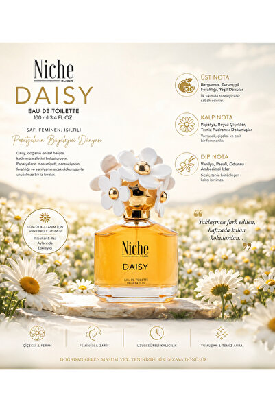 Niche 🌼 Daisy EDT 100 ML – Çiçeklerin Hafızasında Saklı Bir Yaz Hikâyesi
