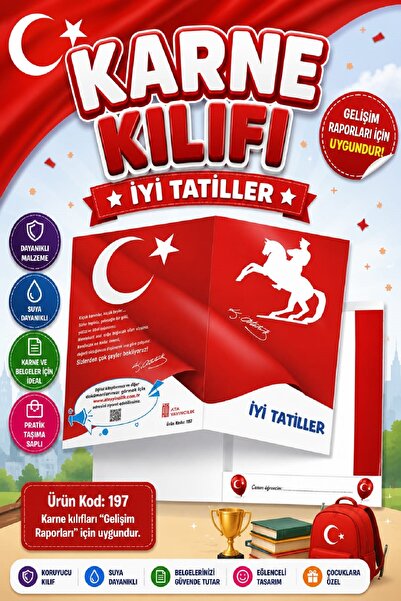 Ata Yayıncılık Ata Okul Öncesi ve İlkokullar İçin Karne Kılıfı (Gelişim Dosya...