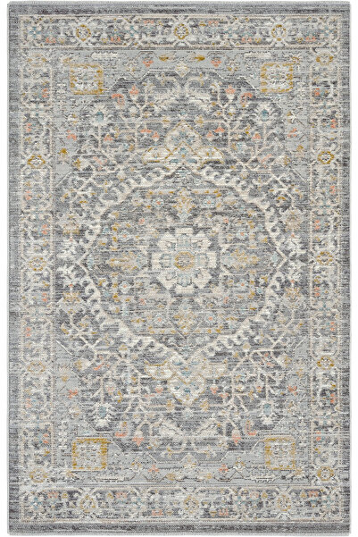 Cool Halı Zaraf Açık Gri 200x300 6 Mt Kare Vintage Klasik Göbekli Etnik Dokum...