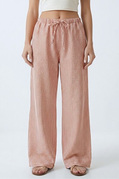 Saade Striped Elastic Waist Wide Leg Woven Trousers