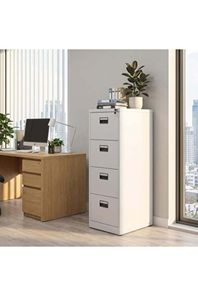BAYTI Iron Cabinet Office 4 Drawers Grey