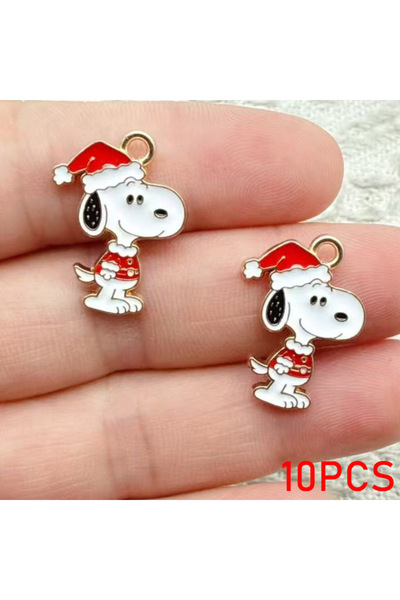 choice2 Bandai Red 10Pcs Cute Snoopy Dog DIY Keychain Metal Handmade Alloy Ke...