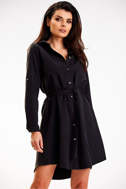 Awama Dress A568, Awama, Polyester, Black, L INTL