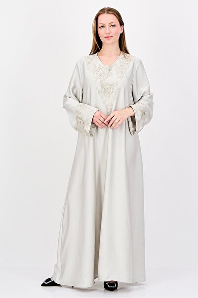 Rufaya Women Embroidered Maxi Dress, Light Beige