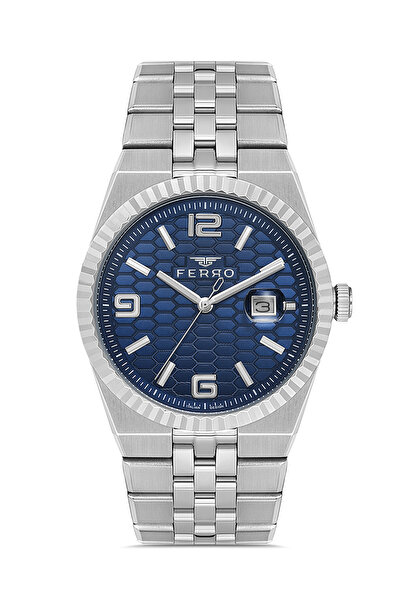 FERRO Silver Steel Cord Men's Wristwatch F43032A-A3 3Atm Water Resistant 2 Ye...