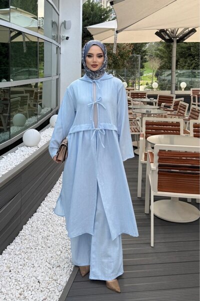 Şeker Portakalım Front Tie Linen Suit