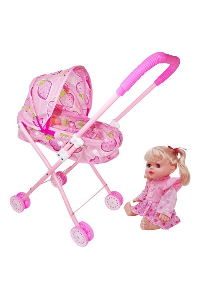 Salamandra Kids Set carucior cu papusa inclusa, roz