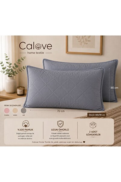 calove Premium 100% Cotton Gray Pillow Protector Mattress Cover Set of 2 Quil...