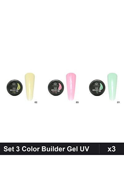 global fashion Set 3 Color Builder Gel UV 15g - Nr.01, Nr.02, Nr.05
