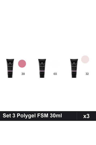 FSM Set 3 Polygel 30ml - Nr.20, Nr.03, Nr.32 - Constructie Unghii