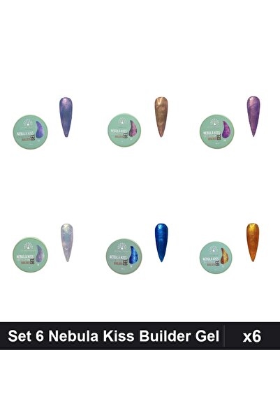 global fashion Set 6 Nebula Kiss Builder Gel 15g - Nr.04 Nr.05 Nr.08 Nr.10 Nr...