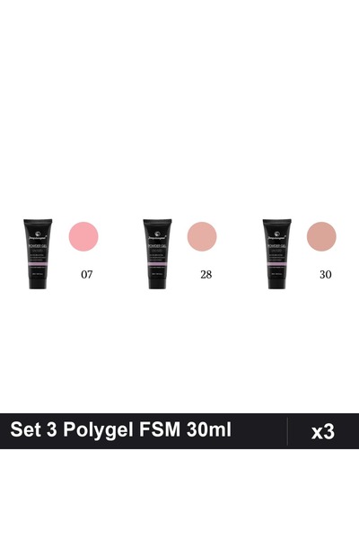 FSM Set 3 Polygel 30ml - Nr.07, Nr.28, Nr.30 - Constructie Unghii