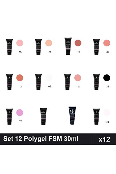 FSM Set 12 Polygel 30ml - Nr.01 Nr.02 Nr.04 Nr.09 Nr.10 Nr.11 Nr.13 Nr.15 Nr....