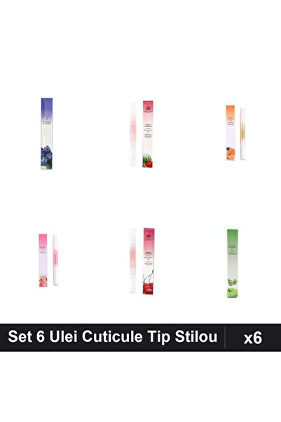 NAİLS Set 6 Ulei Cuticule Tip Stilou - Blueberries, Pepene Verde, Orange, Pea...