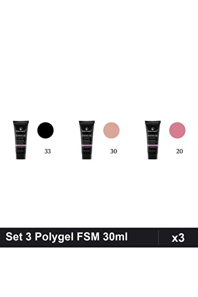 FSM Set 3 Polygel 30ml - Nr.33, Nr.30, Nr.20 - Constructie Unghii