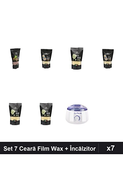 global fashion Set 7 Ceară Epilare Film Wax 450g + Încălzitor ProWax - Lemn S...