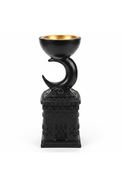 AKDC Black Chalk Incense Burner with Crescent Moon Stand | 22 cm | Luxury Ara...