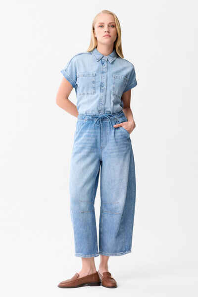 Love My Body Beli Lastikli Bol Denim Pantolon