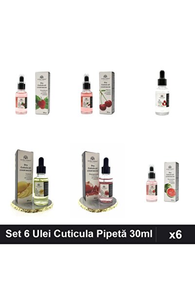 global fashion Set 6 Ulei Cuticula Pipetă 30ml - Căpșuni, Cireșe, Lychee, Lăm...