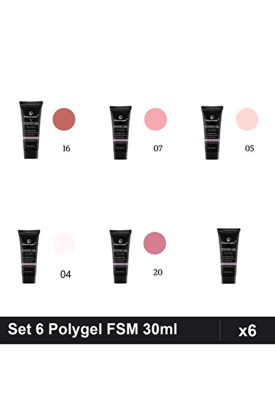 FSM Set 6 Polygel 30ml - Nr.01, Nr.04, Nr.05, Nr.07, Nr.16, Nr.20 - Constructie