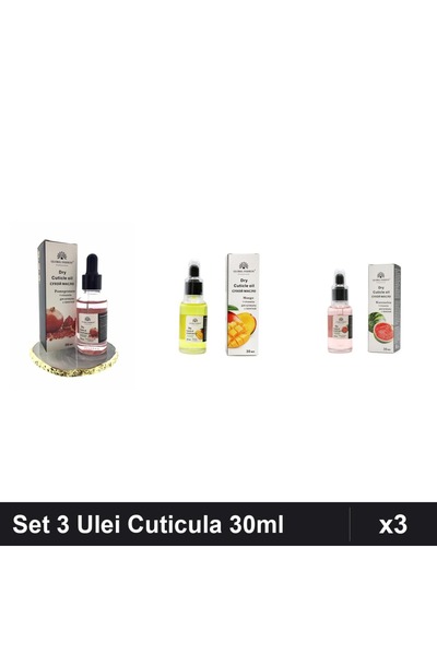 global fashion Set 3 Ulei Cuticula Pipetă 30ml - Rodie, Mango, Pepene Verde