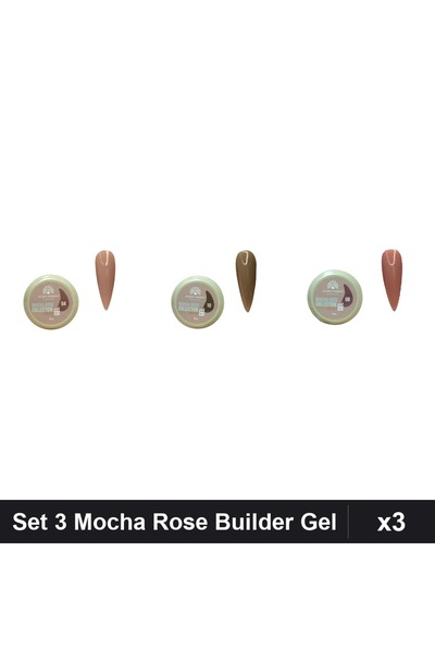 global fashion Set 3 Mocha Rose Builder Gel 15g - Nr.04 Nr.08 Nr.10