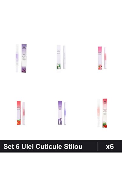 NAİLS Set 6 Ulei Cuticule Tip Stilou - Lavanda, Lily, Peach, Strawberry, Pepe...