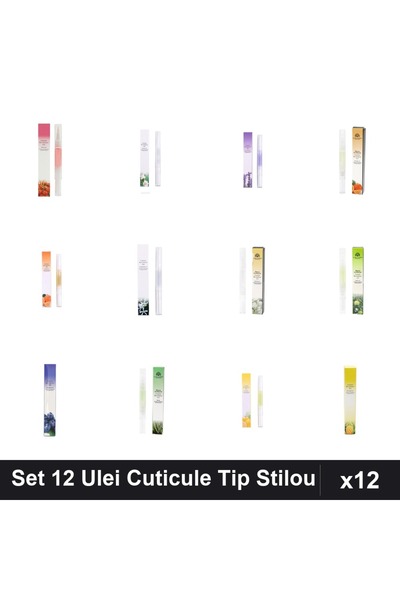 NAİLS Set 12 Ulei Cuticule Tip Stilou - Cherry, Lily, Lavandă, Portocală, Ora...