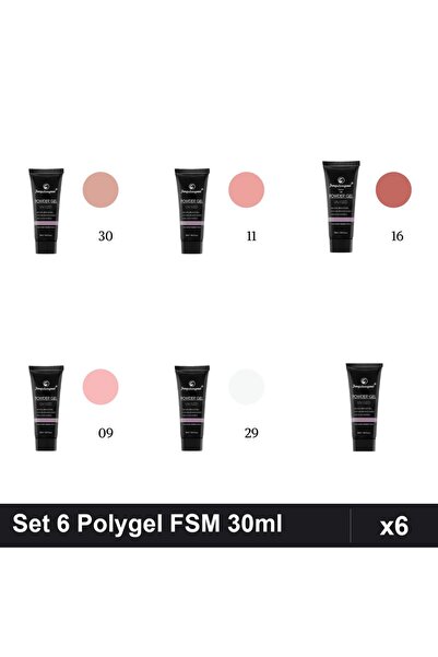 FSM Set 6 Polygel 30ml - Nr.01 Nr.09 Nr.11 Nr.16 Nr.29 Nr.30 - Constructie Un...