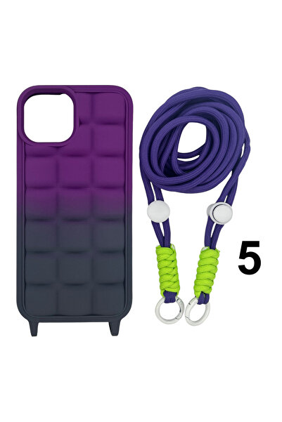 Nettech iPhone 11 Pro Boyun Askılı Puffy Silikon Kılıf Renk Geçişli