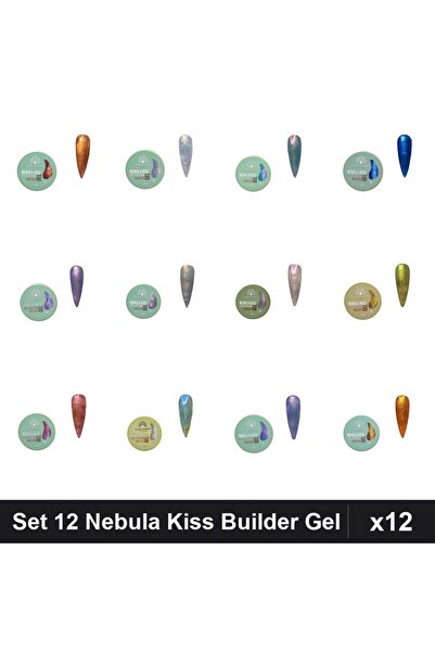 global fashion Set 12 Nebula Kiss Builder Gel 15g - Nr.01 Nr.02 Nr.03 Nr.05 N...