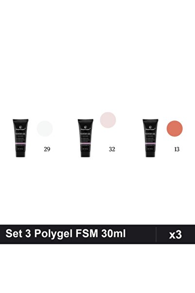FSM Set 3 Polygel 30ml - Nr.29, Nr.32, Nr.13 - Constructie Unghii
