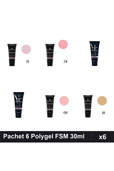 FSM Set 6 Polygel 30ml - Nr.31, Nr.24, Nr.15, Nr.22, Nr.09, Nr.18